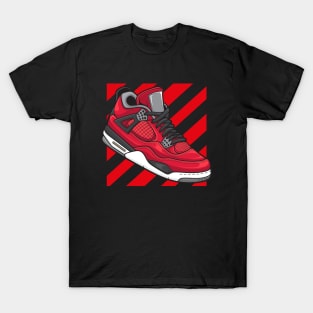 AJ 4 Retro Toro Red Sneaker T-Shirt